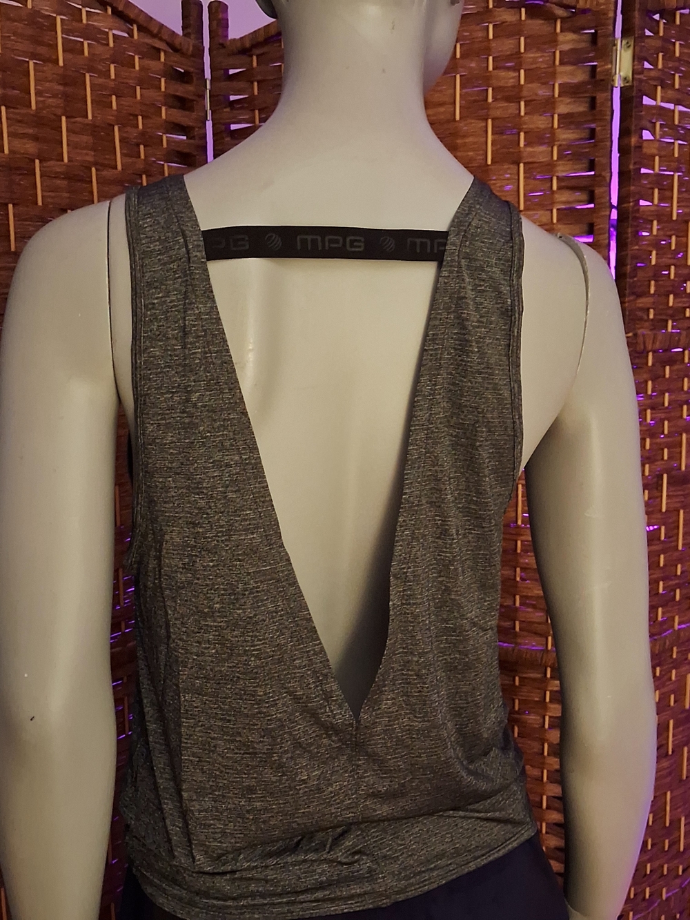 🌟 3/$30. MPG Heather Gray Backless Tank Top.